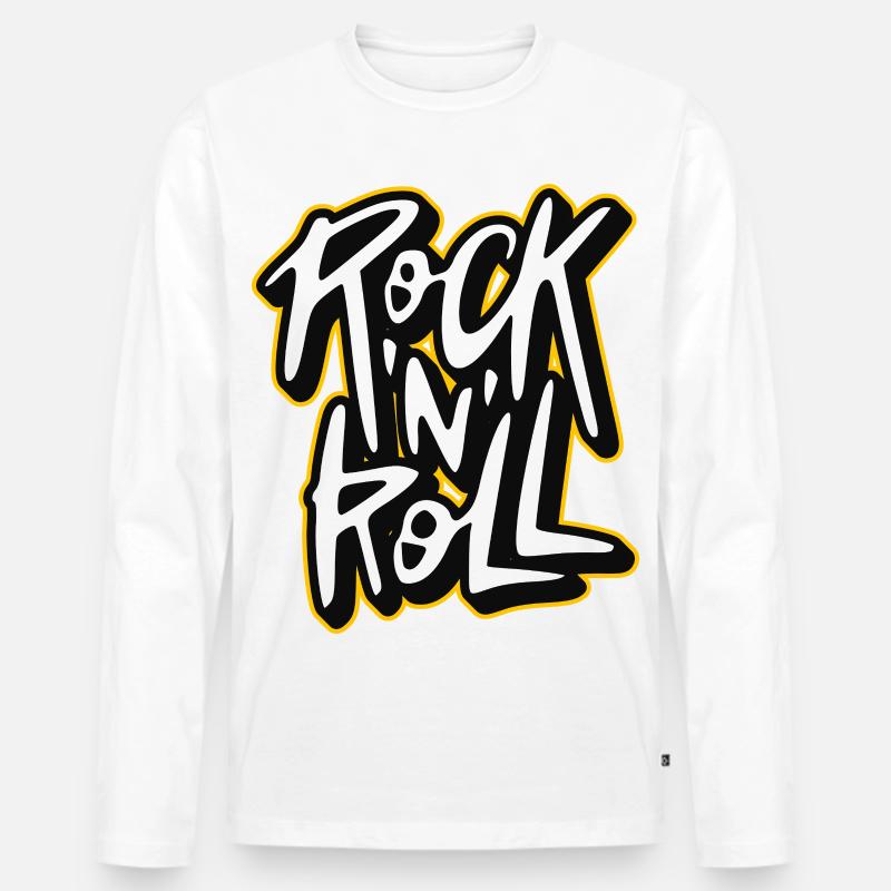 Rock 'n' Roll Graffiti-Stil Skript-Logo - Männer Premium Bio Langarmshirt - Weiß
