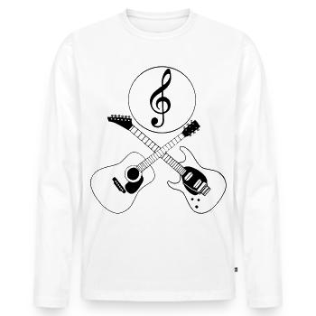 Guitars and treble clef - Men's Premium Organic Long Sleeve Shirt - white - Front - Nico (187cm)
