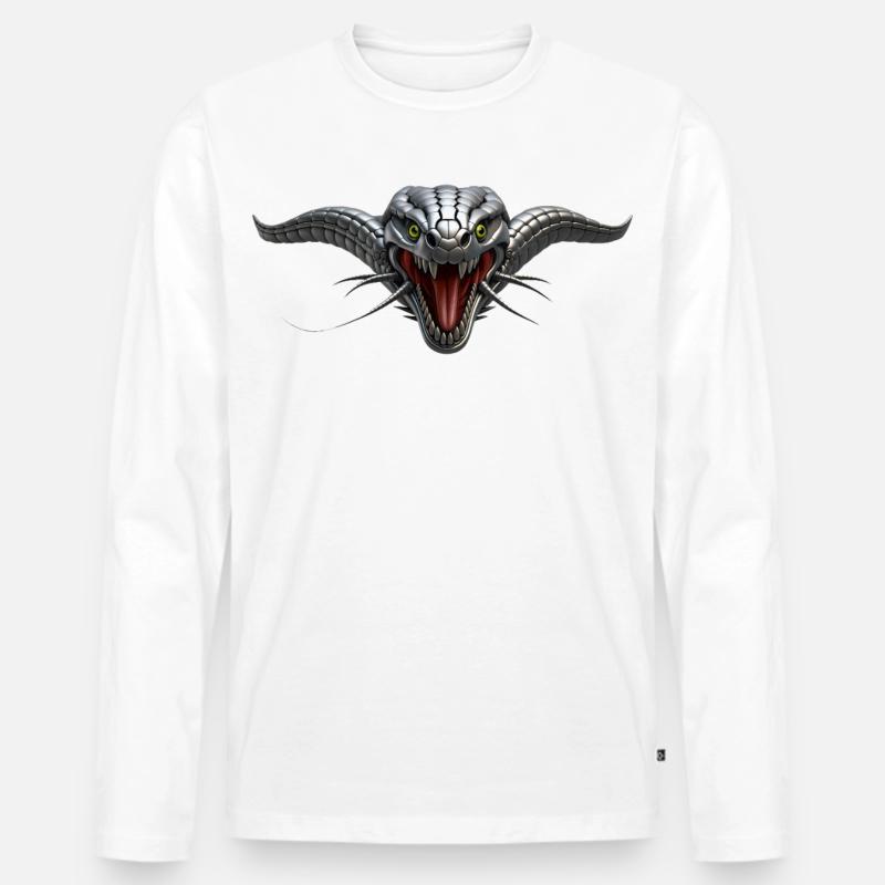 CYBORG SNAKE – Geek & Science-Fiction - Männer Premium Bio Langarmshirt - Weiß