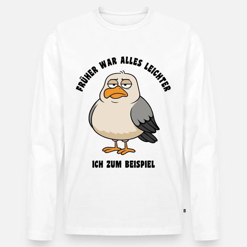 Früher war alles leichter - Möwe Spruch - Männer Premium Bio Langarmshirt - Weiß