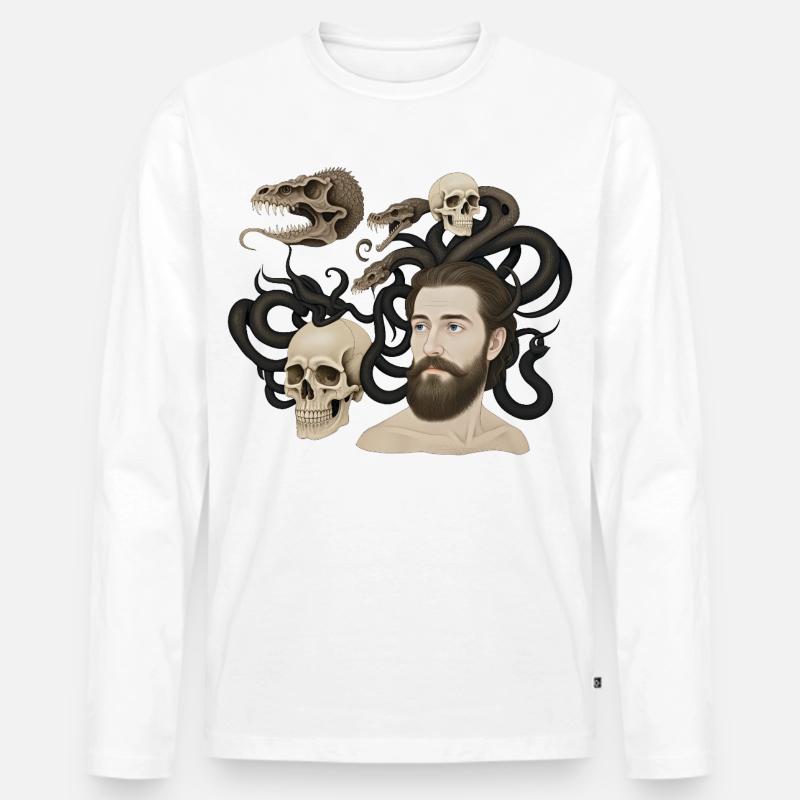 THE DAMNED #2 – dunkle Hölle - Männer Premium Bio Langarmshirt - Weiß