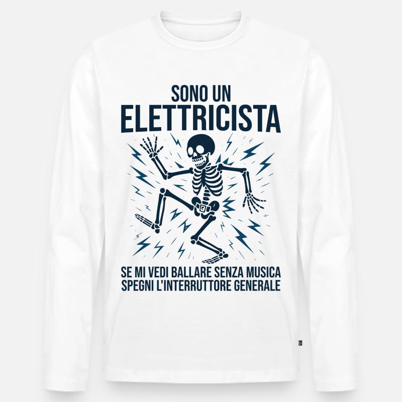 Lustiger Mann, Elektriker, ich bin Elektriker - Männer Premium Bio Langarmshirt - Weiß
