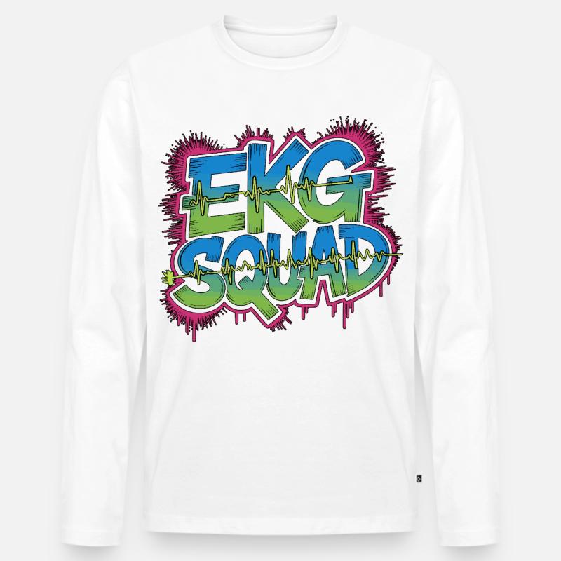 Cardiac Tech ECG Squad Pacemaker Technician - Men's Premium Organic Long Sleeve Shirt - white