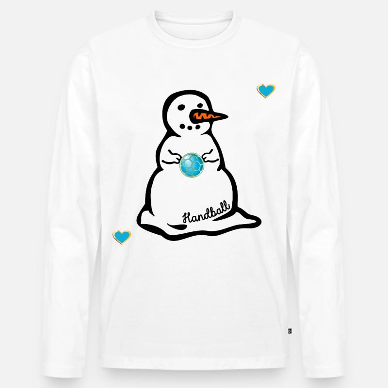 Winter Handball Kinder Schneemann - Männer Premium Bio Langarmshirt - Weiß