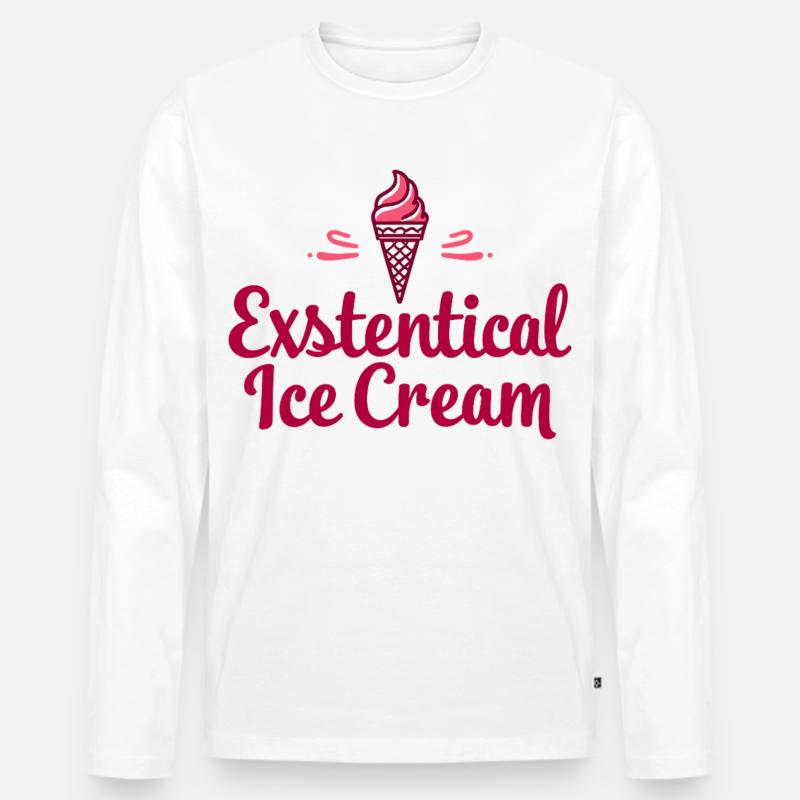 Existenzielle Eiscreme Lustiger Spruch Eis Waffel - Männer Premium Bio Langarmshirt - Weiß