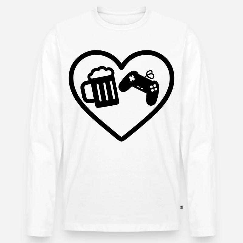 Heart Gaming Bier - Männer Premium Bio Langarmshirt - Weiß