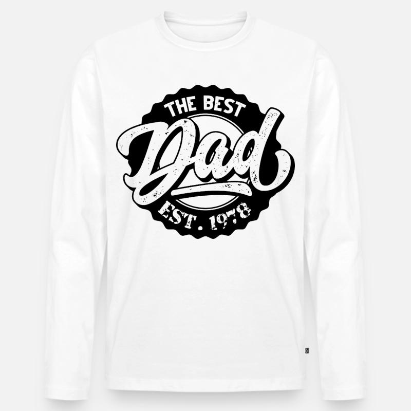 The Best Dad EST 1978 - Männer Premium Bio Langarmshirt - Weiß