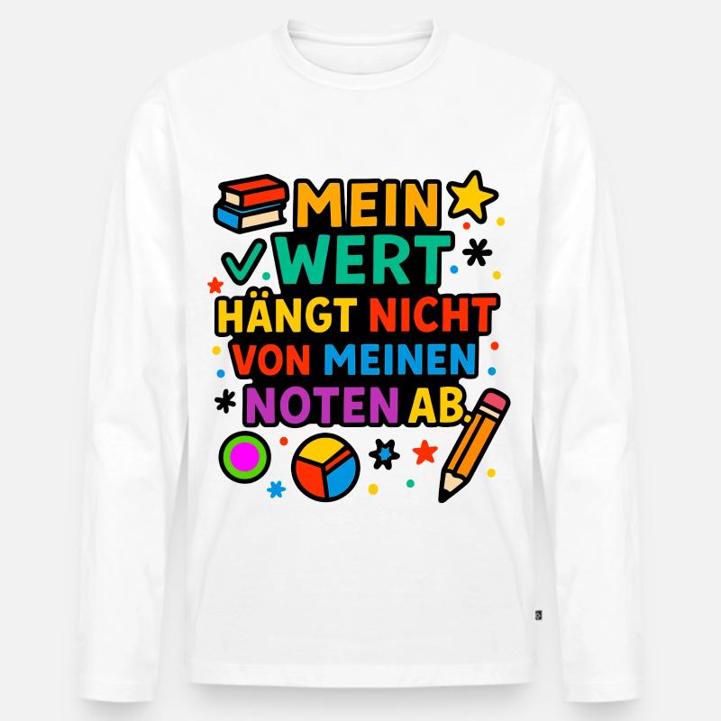 Ma valeur compte, pas mes notes - T-shirt manches longues Premium bio Homme - blanc
