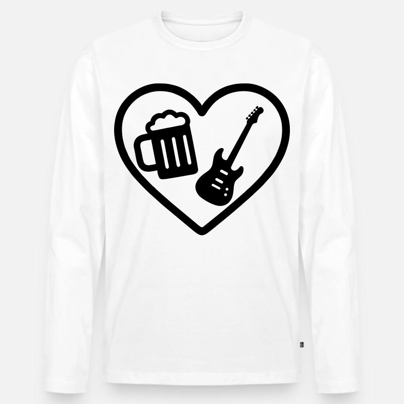 Heart Rock Bier - Männer Premium Bio Langarmshirt - Weiß