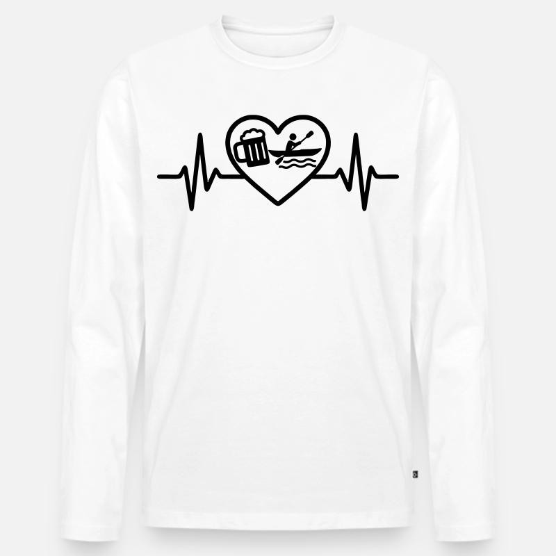Herz Kajak Bier - Männer Premium Bio Langarmshirt - Weiß