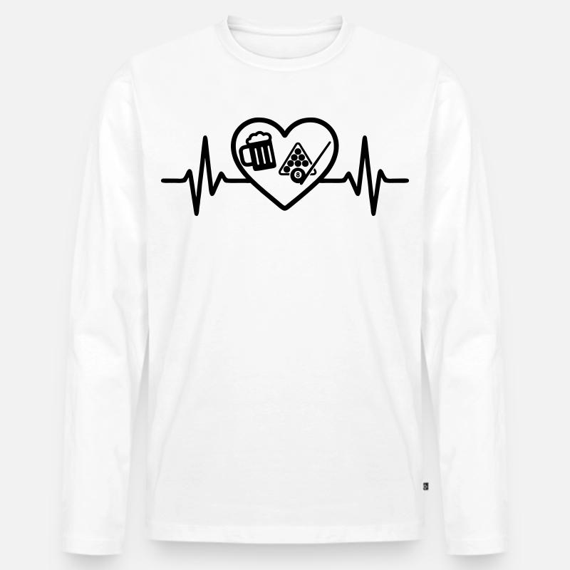 Herz Billard Bier - Männer Premium Bio Langarmshirt - Weiß