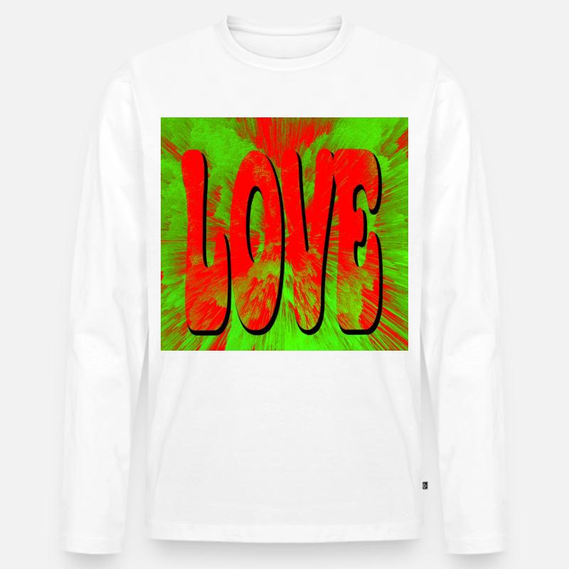 Liebe im Retro Tie Dye Stil - Männer Premium Bio Langarmshirt - Weiß