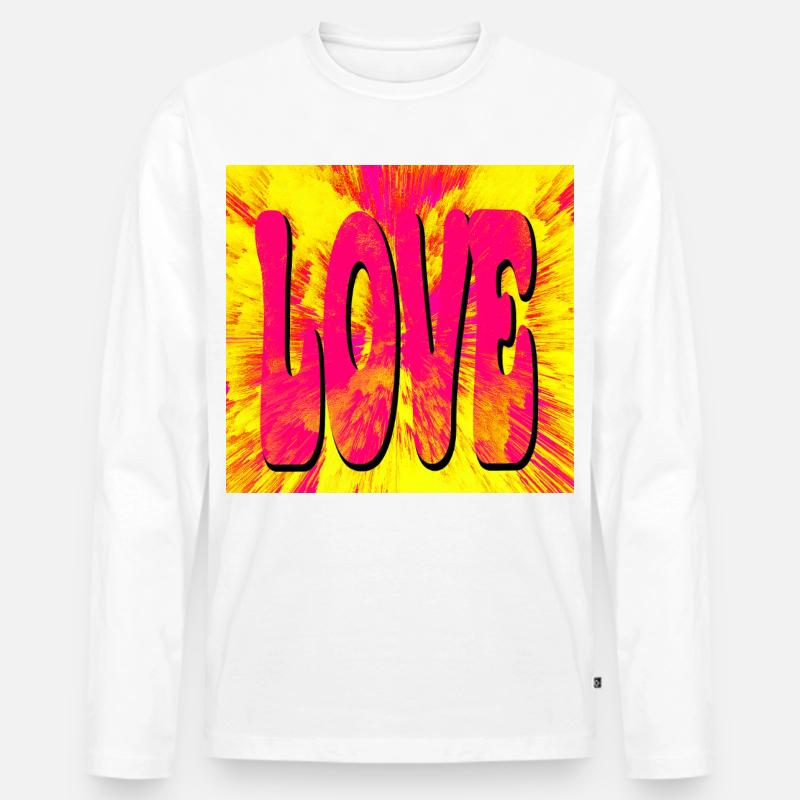Liebe Pop Art Explosion - Männer Premium Bio Langarmshirt - Weiß