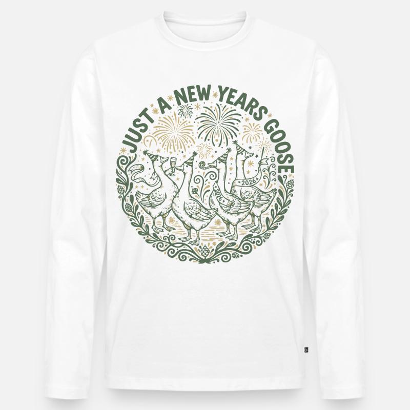 Nur eine Silvester-Gansparty 2026 - Männer Premium Bio Langarmshirt - Weiß