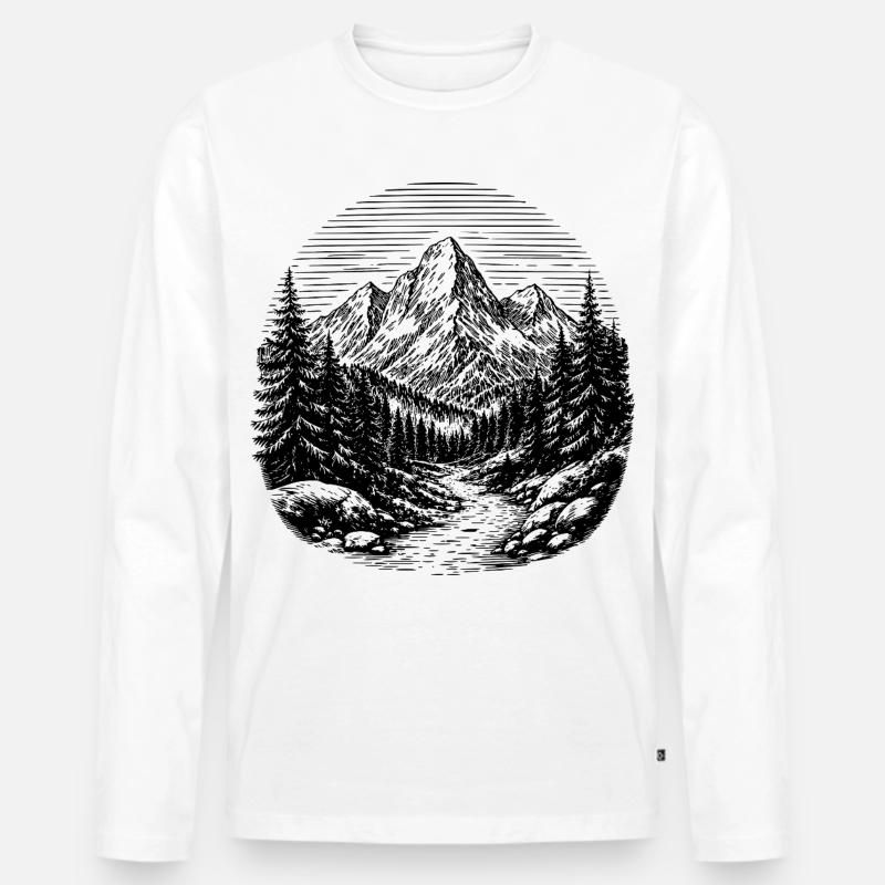 Pfad durch den Wald - Männer Premium Bio Langarmshirt - Weiß