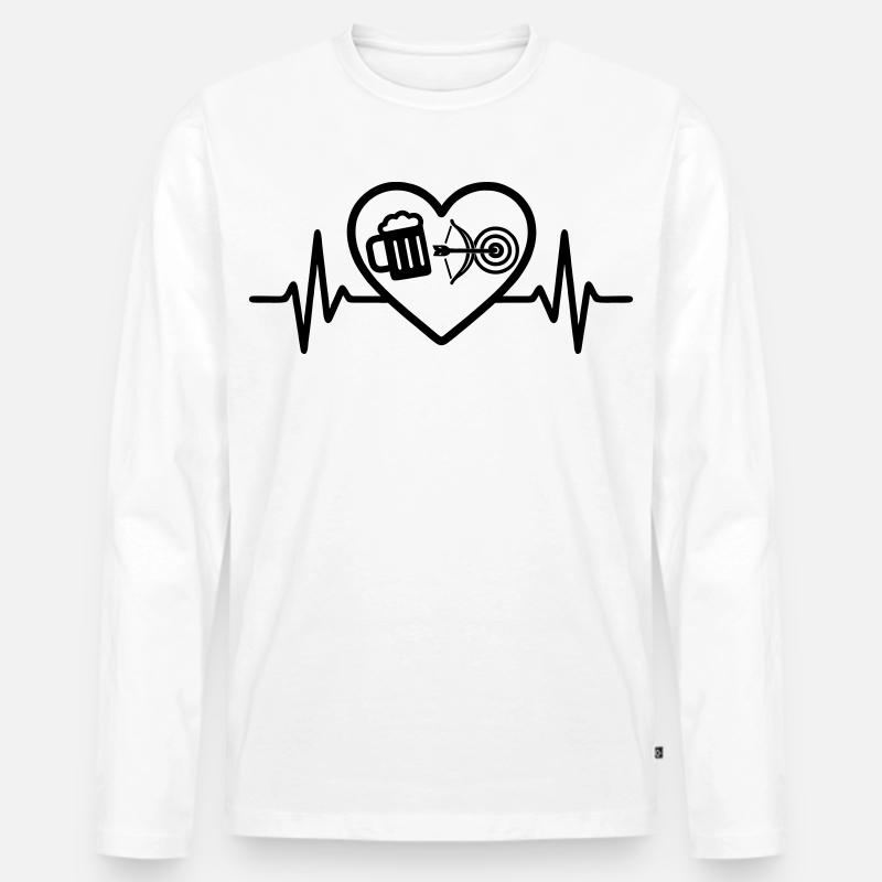 Herz Bier Bogenschießen Humor - Männer Premium Bio Langarmshirt - Weiß