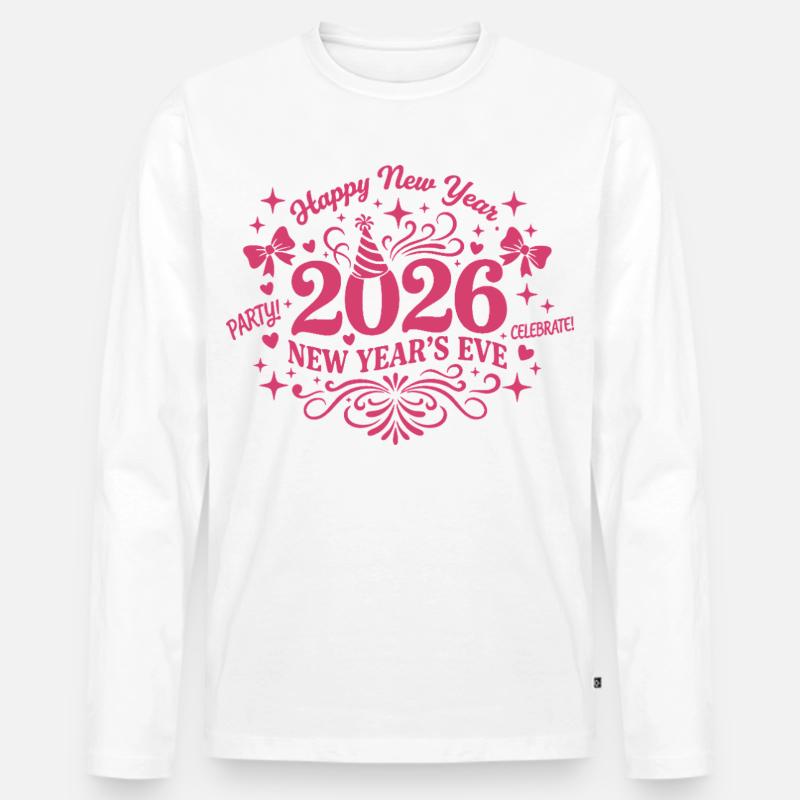 Feiern Sie Silvester-Feuerwerksdesign 2026 - Männer Premium Bio Langarmshirt - Weiß