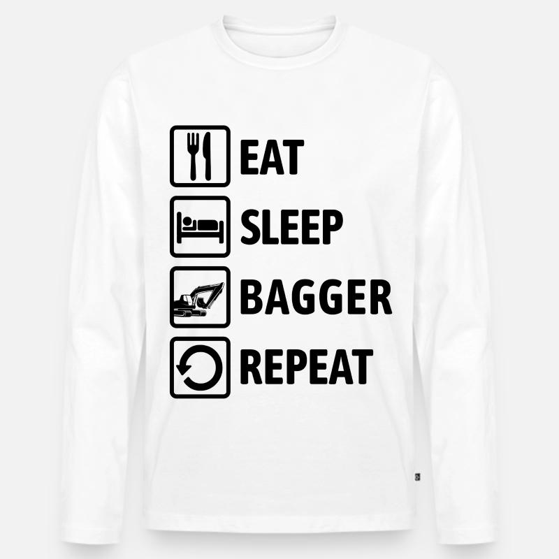 Eat Sleep Bagger Repeat - digging & digging - Men's Premium Organic Long Sleeve Shirt - white