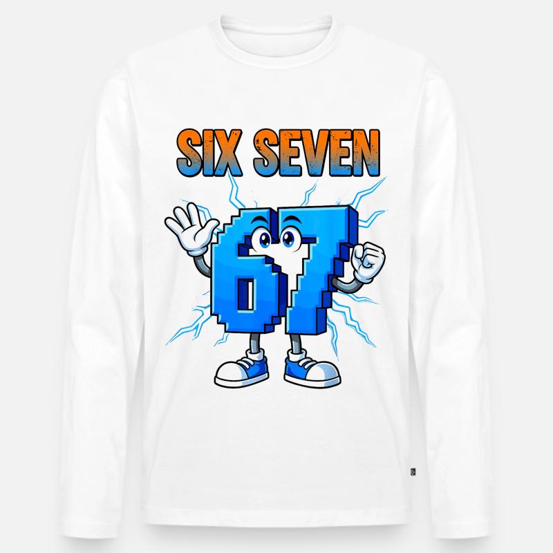67 Gen Alpha Six Sieben Italienisch 6 7 Brainrot - Männer Premium Bio Langarmshirt - Weiß