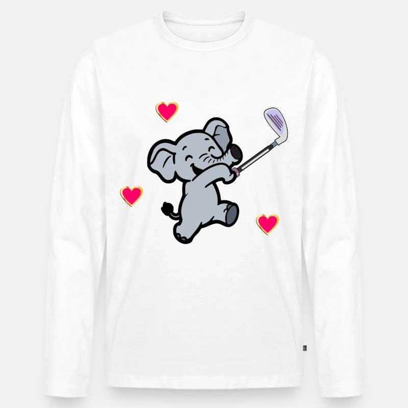ELEFANT KINDER GOLF GOLFSPIELER - Männer Premium Bio Langarmshirt - Weiß