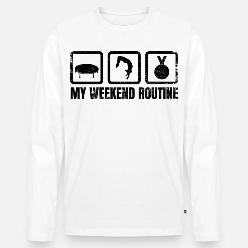 Lustiges Trampolin Wochenende - Männer Premium Bio Langarmshirt - Weiß