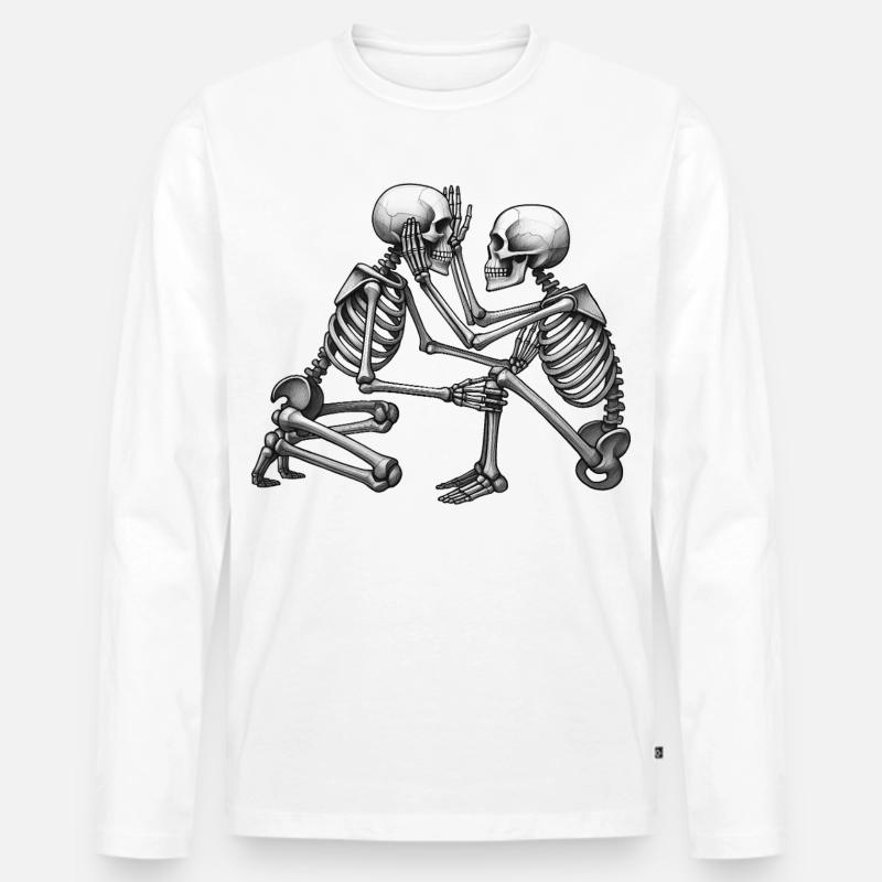SKELETTE IN LIEBE #4 – Schwarz-Weiß - Männer Premium Bio Langarmshirt - Weiß