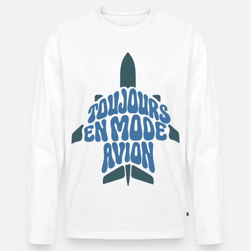 FLUGZEUGMODUS – lass uns reden. - Männer Premium Bio Langarmshirt - Weiß
