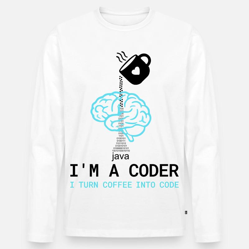 T-shirt Coder : Du café dans le code – Nerdy Programmie T-shirt manches longues Premium bio Homme