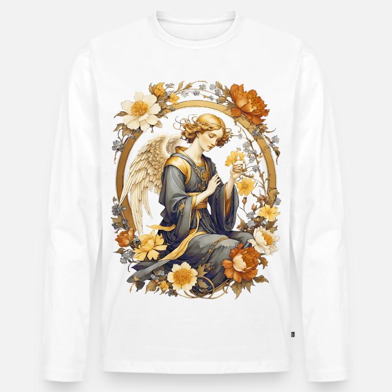 Engel - Männer Premium Bio Langarmshirt - Weiß