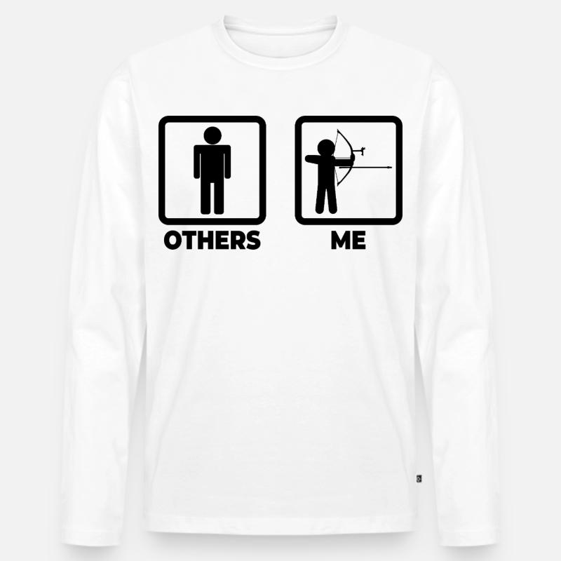 Lustiger Bogensportler - Männer Premium Bio Langarmshirt - Weiß