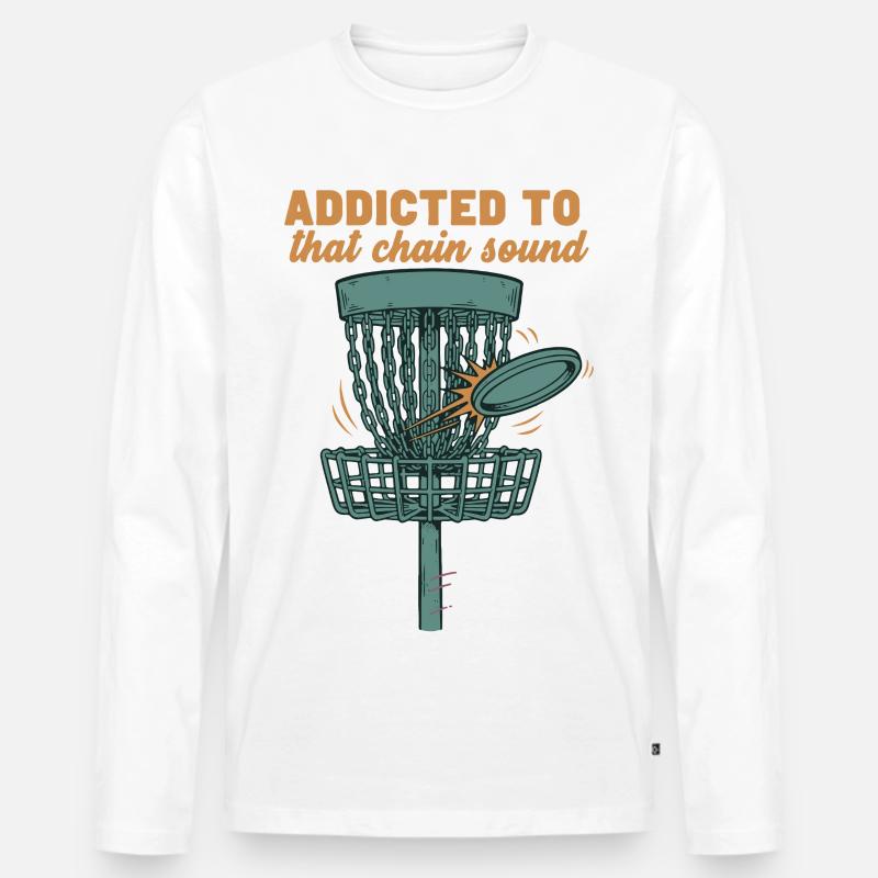 Süchtig nach diesem Kettensound-Discgolf-Korb - Männer Premium Bio Langarmshirt - Weiß