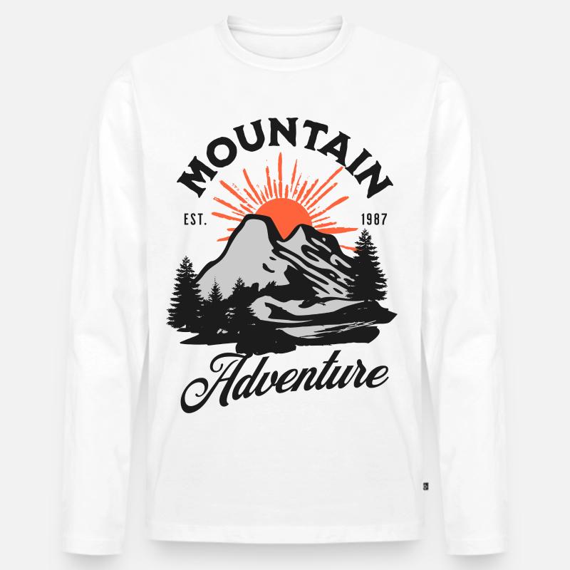 Berge Abenteuer - Männer Premium Bio Langarmshirt - Weiß