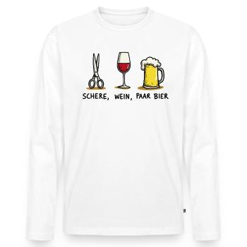 Schere Wein Paar Bier Lustiges Party Wortspiel - Männer Premium Bio Langarmshirt - Weiß - Vorne - Nico (187cm)