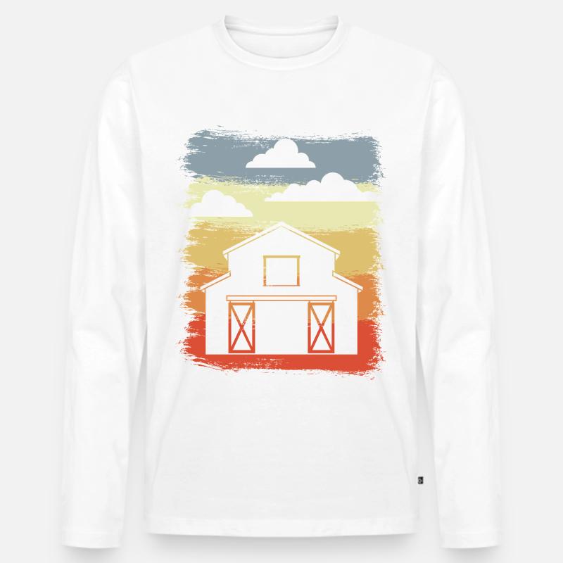 Retro Scheune - Männer Premium Bio Langarmshirt - Weiß