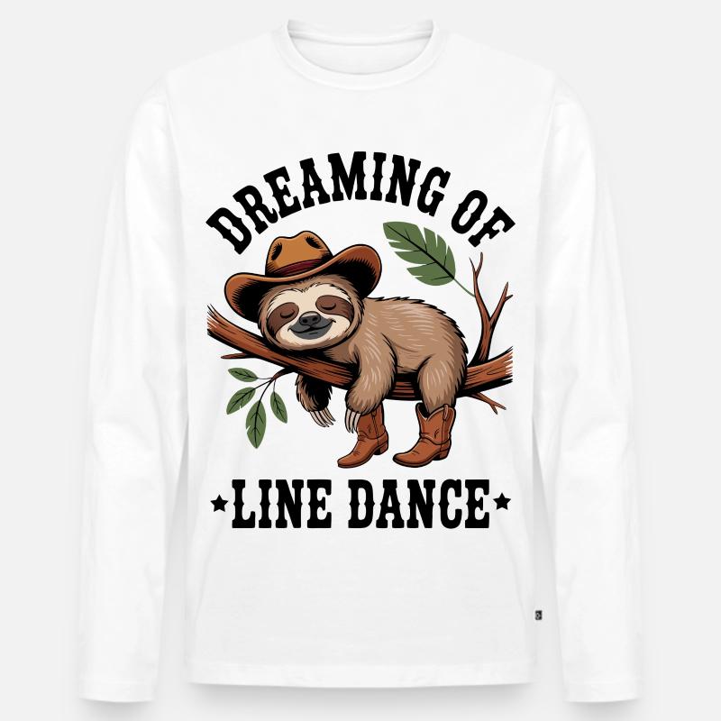 Faultier Cowboy auf Ast - Männer Premium Bio Langarmshirt - Weiß