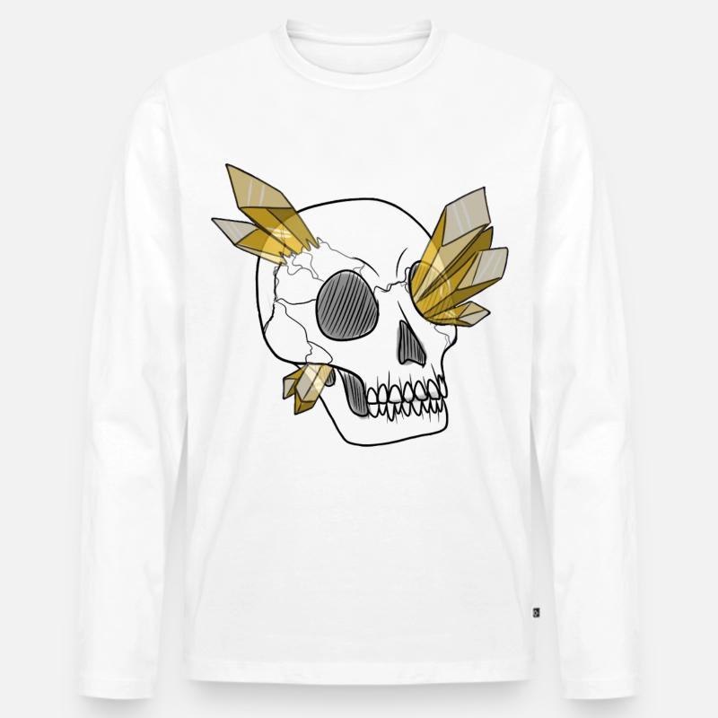 Kristallschädel - Mensch (von Leni Riosa) - Männer Premium Bio Langarmshirt - Weiß