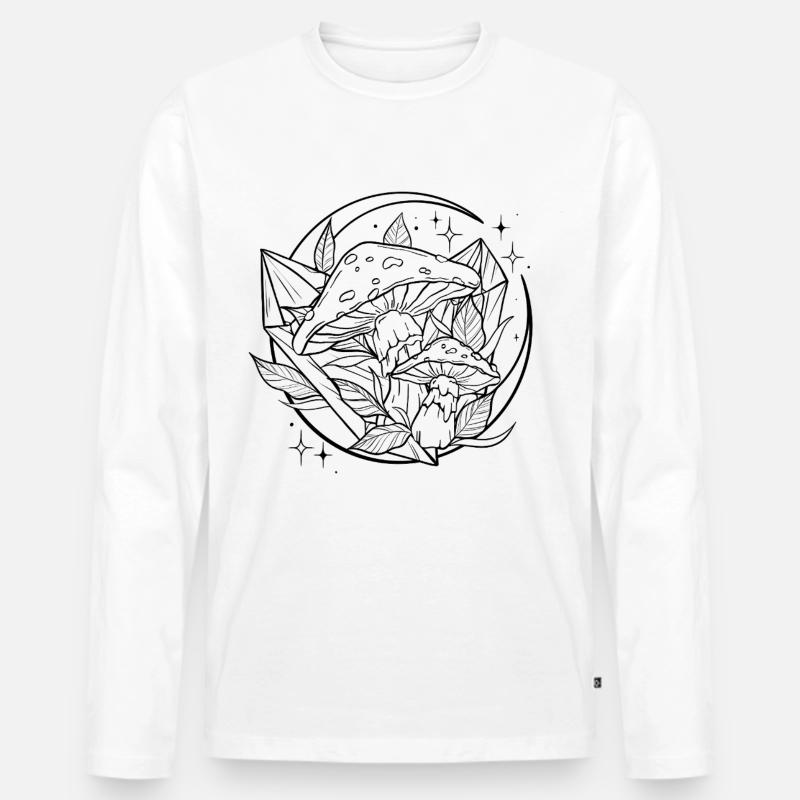 Witchy Toadstool with Magic Crystal - Men's Premium Organic Long Sleeve Shirt - white