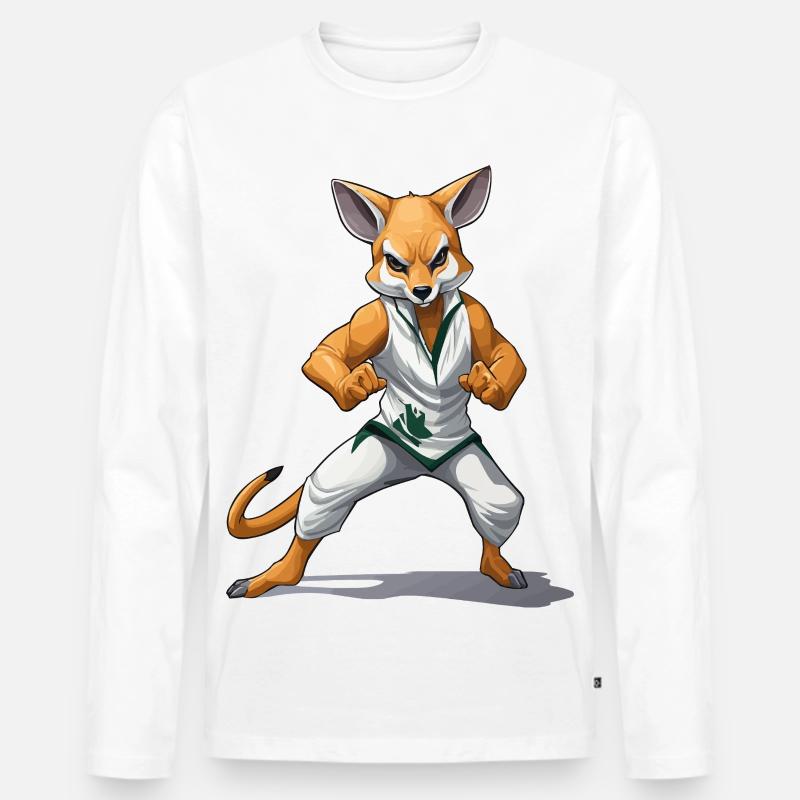 Fuchs-Kämpfer im Kung-Fu - Männer Premium Bio Langarmshirt - Weiß