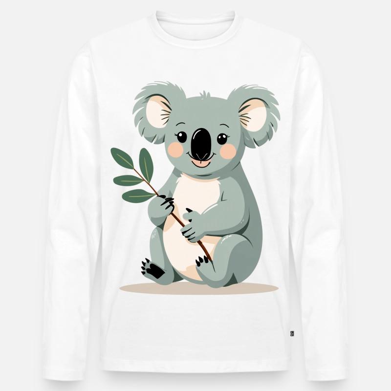 Kleiner Koala mit Blattzweig - Männer Premium Bio Langarmshirt - Weiß