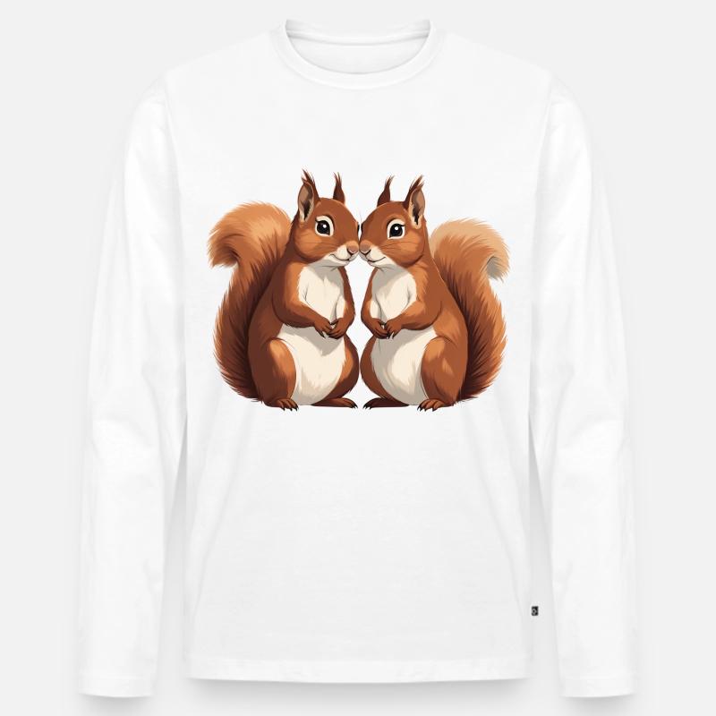 Zwillings Eichhörnchen Liebespaar - Männer Premium Bio Langarmshirt - Weiß
