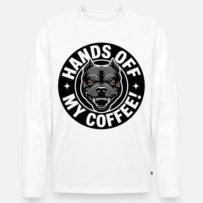 Lustiges Kaffee-Shirt mit wütendem Hund - Männer Premium Bio Langarmshirt - Weiß