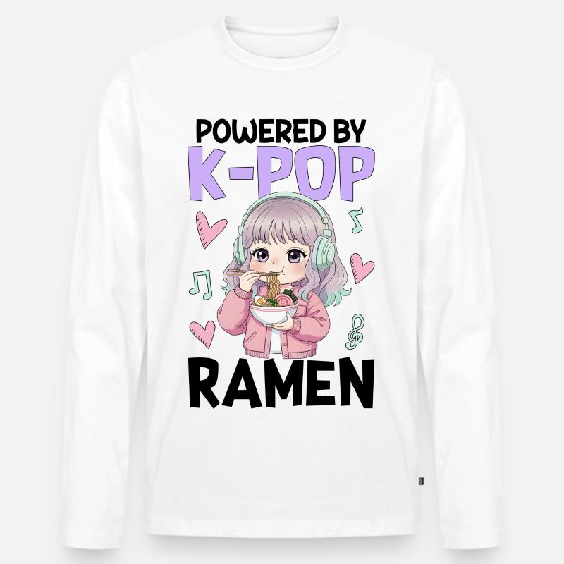 Powered By K-Pop Ramen - Männer Premium Bio Langarmshirt - Weiß