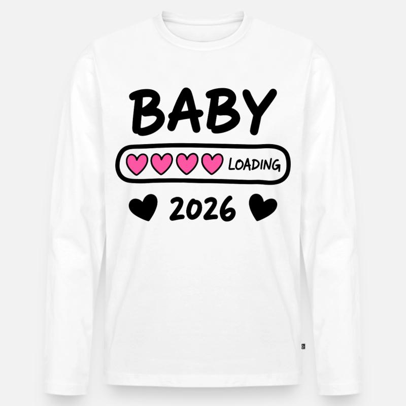 Baby Loading 2026 Schwangerschaft Eltern - Männer Premium Bio Langarmshirt - Weiß
