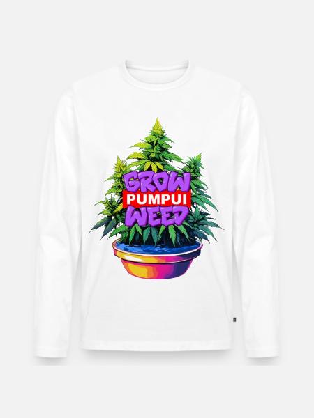 Grow Pumpui Weed - Men's Premium Organic Long Sleeve Shirt - white