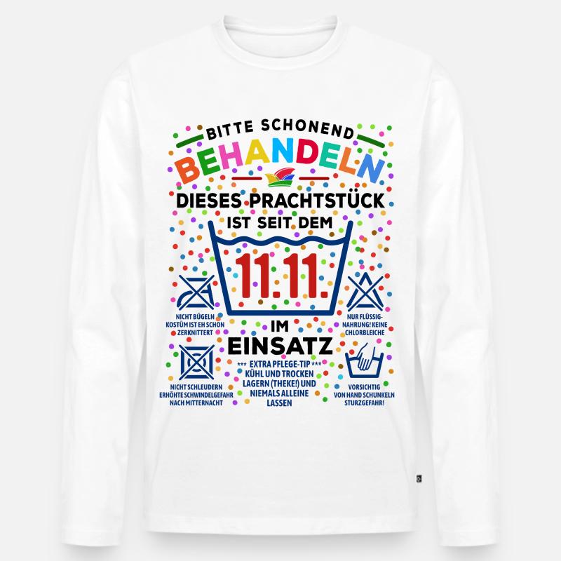 seit 11.11. im Einsatz | Karneval Kostüm - Männer Premium Bio Langarmshirt - Weiß