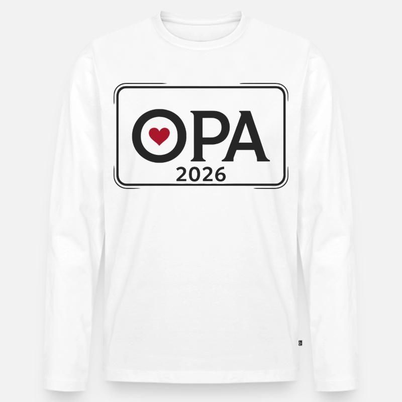 OPA 2026 Stolzer Großvater Ankündigung - Männer Premium Bio Langarmshirt - Weiß