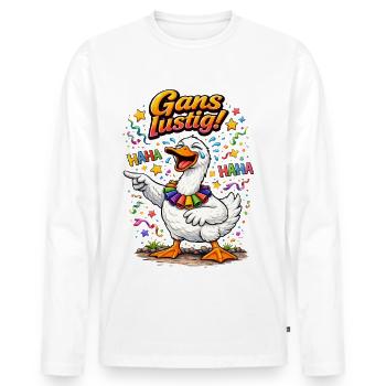 Gans lustig – Närrischer Spaß für Karneval - Männer Premium Bio Langarmshirt - Weiß - Vorne - Nico (187cm)