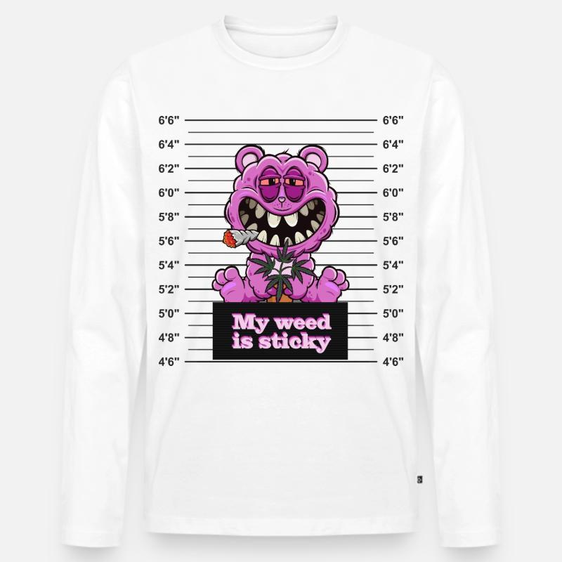 My weed is sticky - Männer Premium Bio Langarmshirt - Weiß