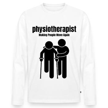 Kinésithérapeute – Faire bouger les gens à nouveau - T-shirt manches longues Premium bio Homme - blanc - Devant - Nico (187cm)