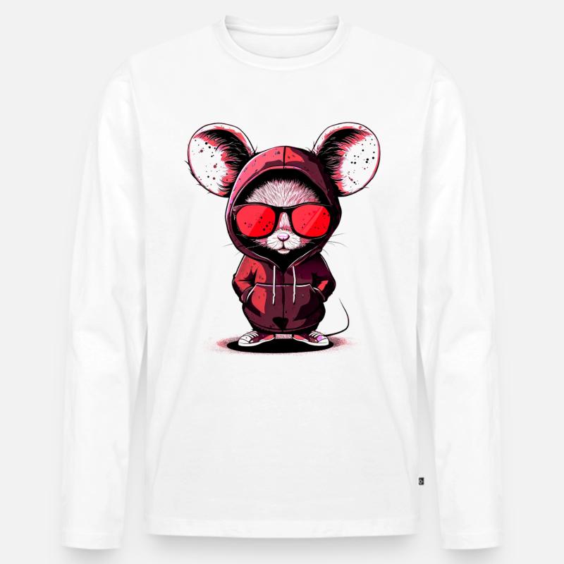 cooles Design - Männer Premium Bio Langarmshirt - Weiß